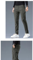 Pantalones Casuales Para Hombre Primavera Otoño 2025 Nuevo Ajustados De Cintura Elástica Color Sólido Negocios Pantalones Talla Media - details 15