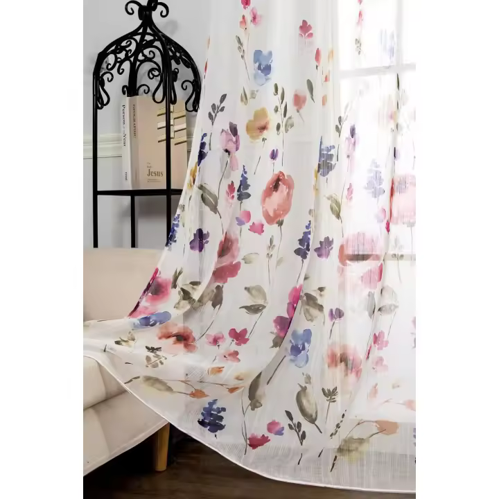 No Application Tela para Hacer Visillo Traslúcido Estampado - 280cm - 1
