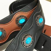 Correa De Guitarra Ajustable De Cuero Suave Retro Clásica Con Bolas Étnicas Para Acústica Eléctrica Folk Y Bajo De Madera - details 4