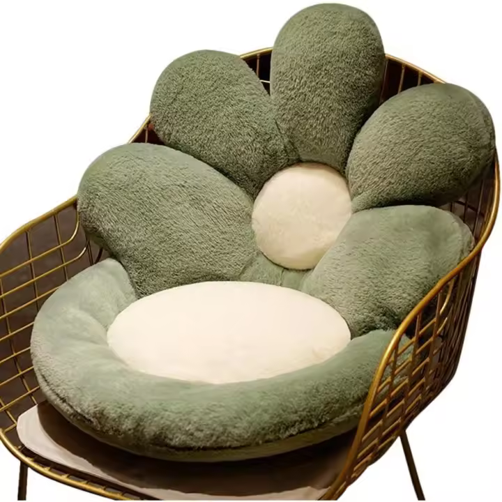Cojín de asiento con forma de flor, bonito cojín antideslizante para silla, cojín suave para sofá, oficina, decoración de dormitorio, verde, 50 x 50 cm, 50Z09401NUM7YET - 1