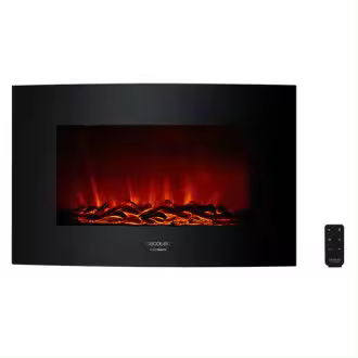 CECOTEC 05367 Chimenea eléctrica curva de 35 pulgadas en color negro Ready Warm 3500 Curved Flames - 1