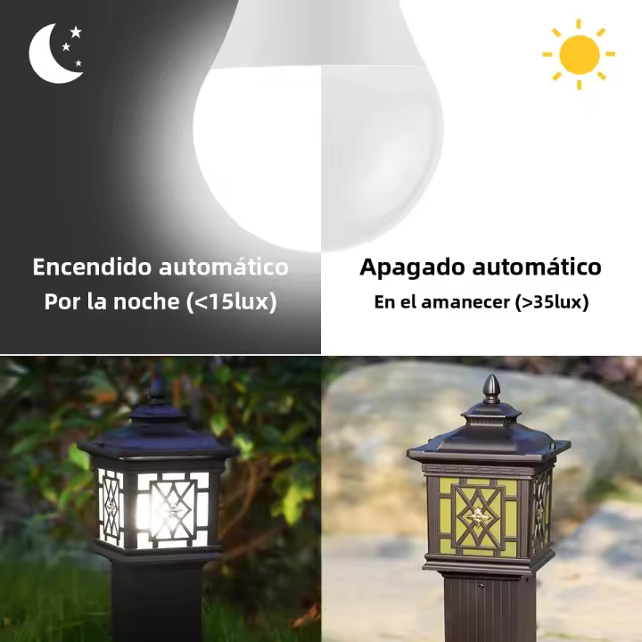 Bombilla LED 15W E27 Con Sensor De Luz Y Sensor De Diversión Automático Encendido/Apagado Para Porche Escaleras Jardín Decoración De Hogar - 1
