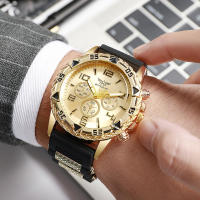 Reloj De Pulsera De Hombre De Lujo 2024 Reloj Deportivo Casual De Acero Inoxidable Reloj De Cuarzo Para Negocios Con Correa De Silicona Resistente Al Shock - details 1