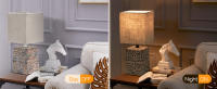 Aigostar Lámpara de Cerámica, Lámpara de Mesa E14, LED Luz Mesita de Noche, Pantalla de Tela, Lámpara Escritorio Diseño Clasico Vintage para Dormitorio, Estudio, Salon etc - details 3