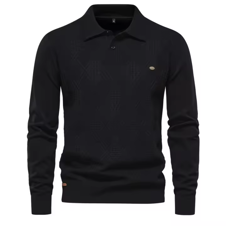 Otoño e invierno, camiseta nueva, suéter de manga larga para hombres, solapa delgada, suéter de talla europea para hombres de alta calidad - 1