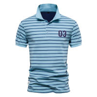 Primavera y novedad de verano, polo para hombre, tamaño europeo, camisa POLO de manga corta a rayas, top de algodón con solapa informal a la moda para hombre - details 1