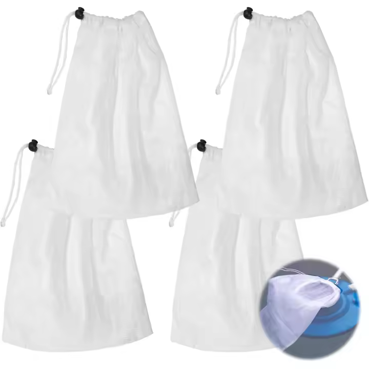 4 bolsas de limpiezas para Piscinas, bolsas de filtere de Malla fina para aspiradora de Piscina, bolsas de Malla with Cordón de Cierres para limarar Hojas de piscina. - 1