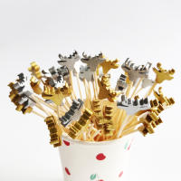 100Pcs Palillos De Bambú Desechables Para Navidad En Forma De Santa Y Payaso De Nieve Fork De Taza De Buffet Palillos Para Fiesta De Navidad Decoración De Fiesta - details 9