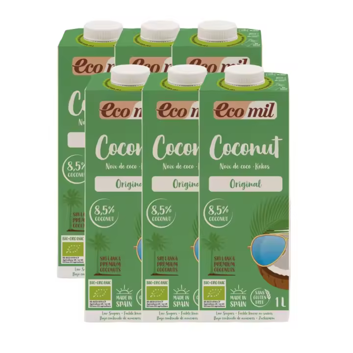 Leche de coco Original | Packs de 6 | Sin gluten | 100% Vegetal | ECOMIL - 1