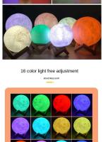Lámpara De Noche LED Recargable 16 Colores Lámpara De Luna 3D Impresión Táctil Decoración Para Hogar Regalos De Cumpleaños Para Niños - details 8
