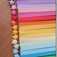 Kit De Papel Para Plegar Estrellas Afortunadas Con Cintas De Colores Manualidades Para Fiestas Y Cumpleaños Decoración De Estrella De Deseos Color Aleatorio - details 1