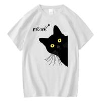 Camiseta De Gato Negro Divertida Para Hombre Verano Callejero Alto Calidad Algodón Suelto Camiseta De Manga Corta Estilo Casual - details 6