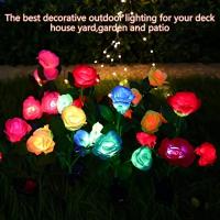 Lámparas Solares De Jardín Con Forma De Rosa 5 Cabezas Decorativas Para Patio Y Yarda Iluminación Exterior LED De Batería Recargable - details 1