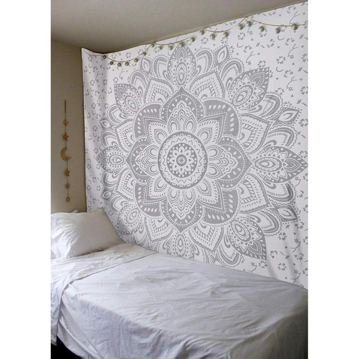 Tapiz de mandala, decoración de pared boho, decoración de habitación estética de oro negro, toalla de pared psicodélica para colgar en la pared 150 × 130 cm