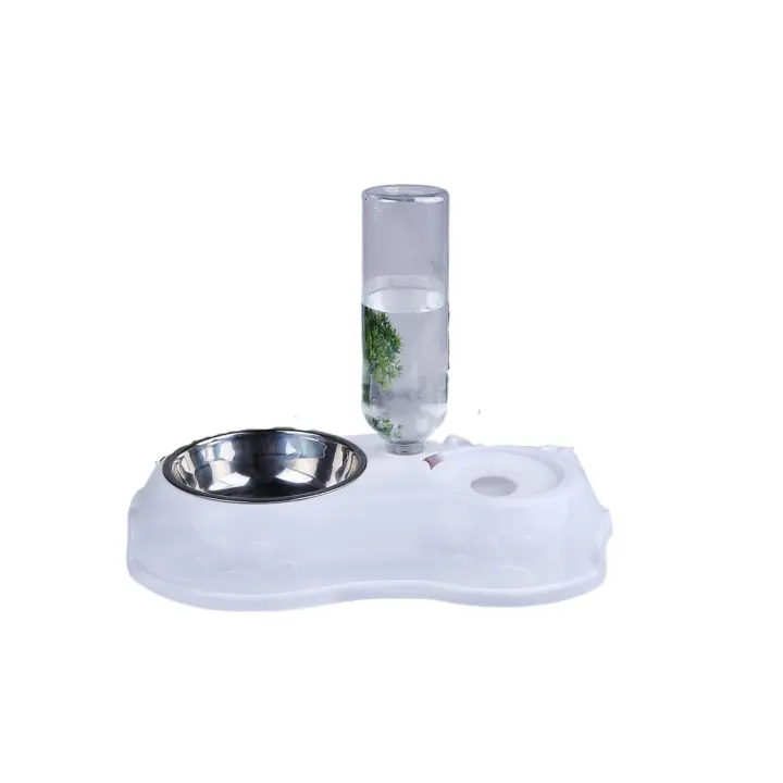 Comedero y Bebedero para perro y gato, mascotas de 400ml en Azul Oscuro y Blanco - 1