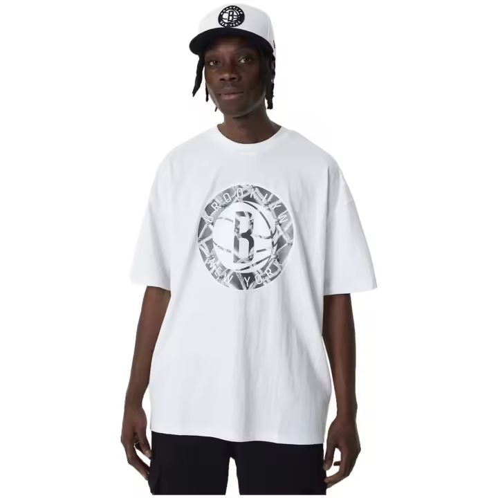 Camiseta de Manga Corta New Era Brooklyn Nets Nba para unisex en color blanco - 1