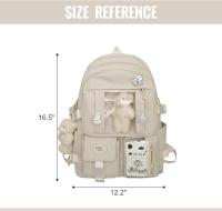 Mochila escolar kawaii para niñas, linda mochila estética, mochila escolar con pin y accesorios - details 0