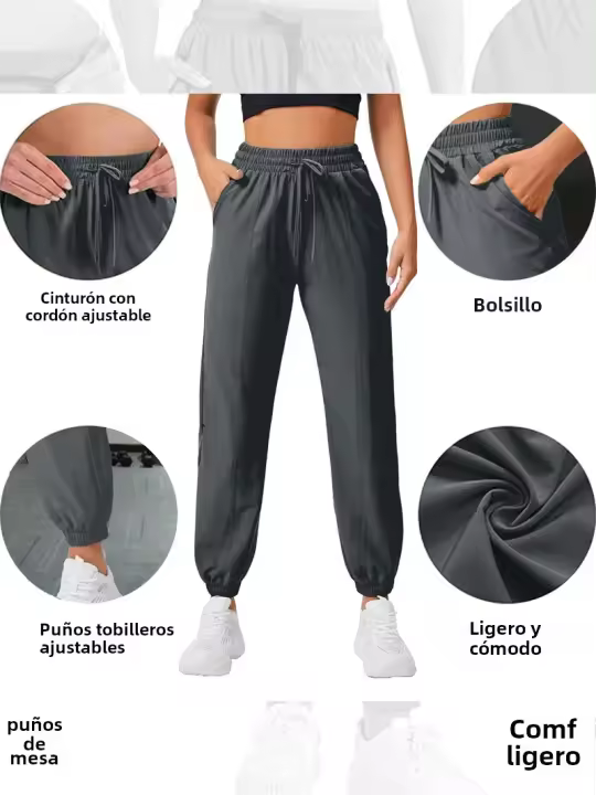 Pantalones De Running Y Fitness Para Mujeres Con Bolsillos Laterales Pantalones Deportivos Casuales De Yoga Atado a La Rodilla - 1