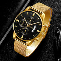 Reloj De Pulsera De Cuarzo Para Hombre Estilo De Negocios Y Casual Material De Acero Inoxidable Azul Con Correa De Malla Reloj Analogico Con Calendario - details 3