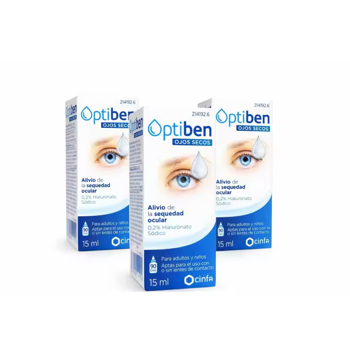 3 UNIDADES OPTIBEN OJOS SECOS GOTAS SEQUEDAD OCULAR 15 ML POR ENVASE - 1