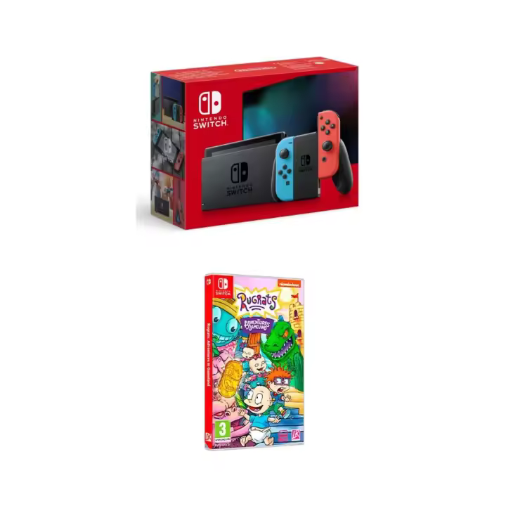 Pack Nintendo Switch Consola Azul/Rojo Neon + Rugrats: Adventures in Gameland - 1
