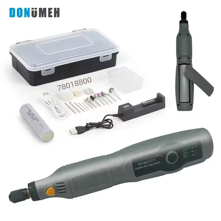 Taladro Mini Grindera Recargable DONUMEH Con Batería Removible 3 Velocidades Ajustables Herramienta Rotativa Dremel Engraver Para DIY En Casa - 1