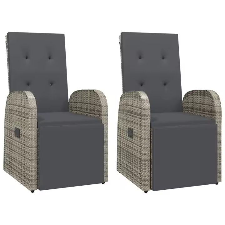Sillones reclinables de jardín con 2 UDS trinquete PE Gris - 1