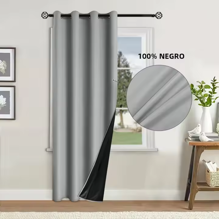 Cortina De Blackout Con Acabado Aislante a Prueba De Luz Para Decoración Del Hogar Ideal Para Sala De Estar Dormitorio Cocina Baño Material De Poliéster Moderno Estilo Sin Cierre Inteligente - 1