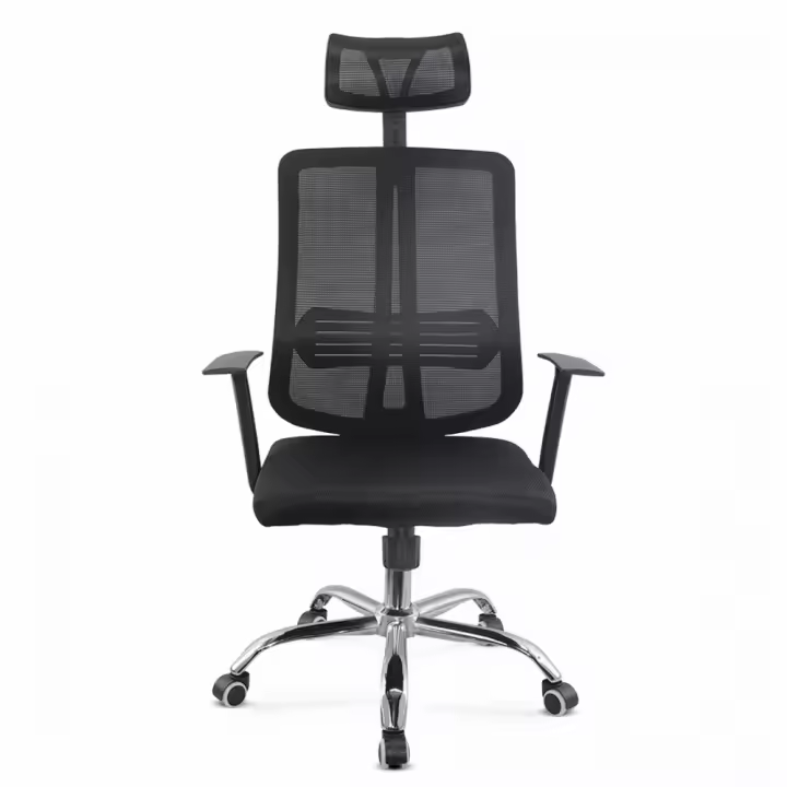 Mediawavestore - Silla Oficina Ejecutiva Negra con Reposacabezas y Reposabrazos Ajustables - 1