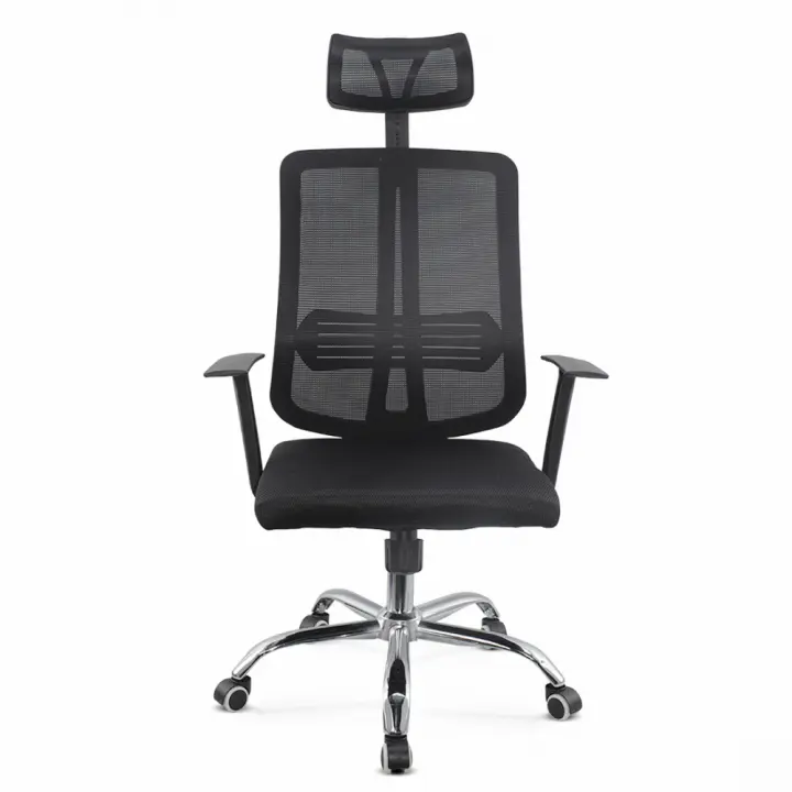Mediawavestore - Silla Oficina Ejecutiva Negra con Reposacabezas y Reposabrazos Ajustables - 1