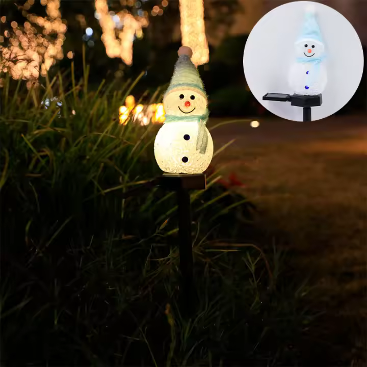 Luces Solares Para Decoración De Navidad Muñeco De Nieve Con Pared De Solar Energizado Para Decoración De Patio Y Jardín - 1