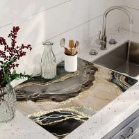 Alfombrilla De Secado De Platos Negra Con Marbling Absorbente Super Tableware Anti-deslizante Para Cocina Tamaño 20x30cm 30x40cm 40x60cm Moderno Estilo Persa Resistentes Al Desvanecimiento Y Corrosión - details 2