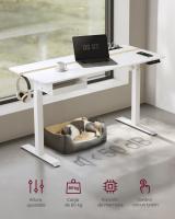 Escritorio eléctrico ajustable en altura, mesa de pie 60x140 cm, ajuste continuo, 4 memorias de altura, disponible en blanco, gris, marrón rústico o negro - details 1