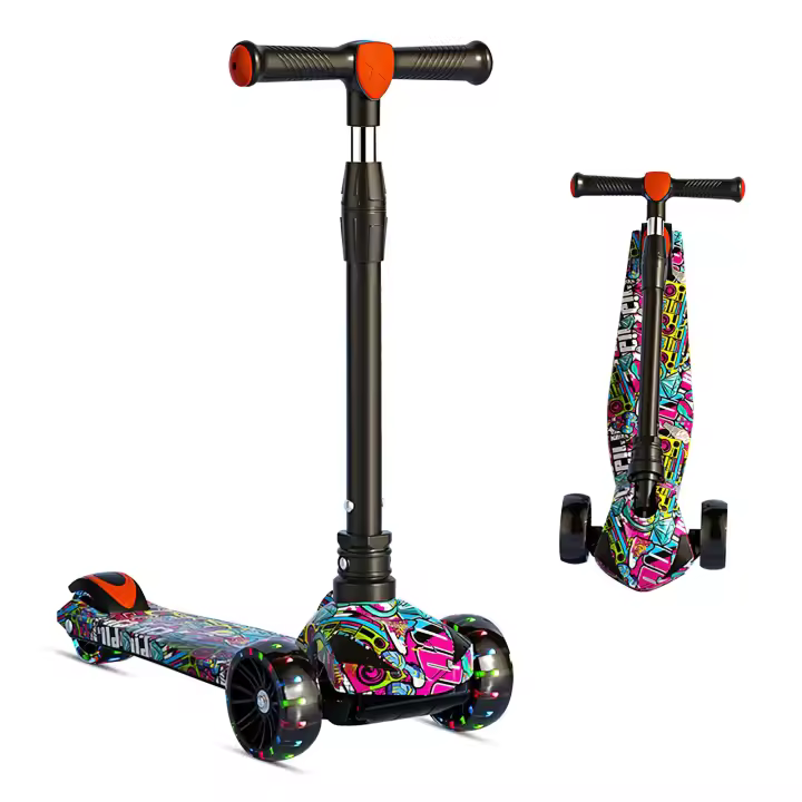 Patinete plegable para niños de 2 a 12 años, Scooter de 3 Ruedas with Flash, Altura ajustable - 1