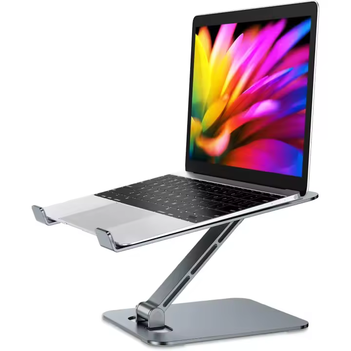 Escritorio para computadora portátil, soporte ergonómico plegable para computadora con altura ajustable, elevador para computadora portátil de aleación de aluminio ventilado - 1