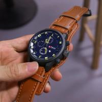 Reloj Retro Para Hombre De Lujo Con Correa De Cuero PU Reloj De Pulsera Militar Táctico De Gran Dial Calendario Completo Movimiento De Cuarzo - details 2