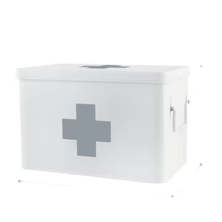 Botiquín de Madera, botiquín de Primeros Auxilios de metal, maletín, botiquín, botiquín Retro (Blanco, tamaño Grande) - 1