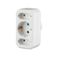 2*Adaptador 3 tomas (2 de Schuko y 1 de europlug), adaptador 3 enchufes, enchufe multiple con 3 tomas, ladron de enchufes 1 x 16A y 2 x 10A, con proteccion para niños, max 3680W, color blanco, Don Feliz - details 2