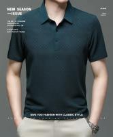 Camiseta De Polo Corta Para Hombre Verano Motocicleta Seda Helada Transpirable Moda Negocios Marca Ropa Sin Capucha Material Poliéster Y Algodón - details 2
