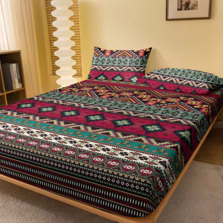 Sábana Ajustada Moderna Y Bohemia Impresa Mate Sin Pillowcases Incluidos Fundas De Almohada No Incluidas Cama Muebles Para Dormitorio - 1