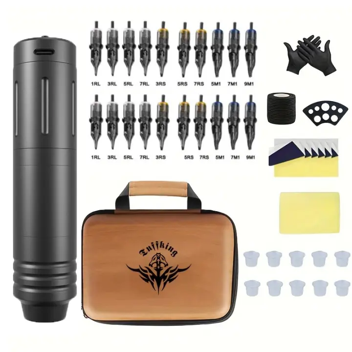 Kit Profesional De Tatuaje Inalámbrico Con Pluma Rotativa Y Pack De Energía Portátil Pantalla Digital LED Para Arte Corporal - 1