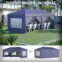 Outsunny Carpa Plegable 6x3x2,7 m Cenador de Jardín Gazebo Plegable con 4 Paneles 4 Ventanas 2 Puertas con Cremallera 1 Bolsa Anti-UV para Terraza Patio Playa - details 3