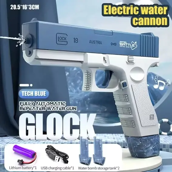 Glock pistola de agua de juguete portátil, pistola de agua automática, juguetes de pistola de agua de ráfaga eléctrica - 1