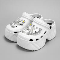 Sandalias De Tacón Alto Con Cadena De Plata Y Patrón De Oso Y Abeja Moda Nueva X8809 Material De Imitación De Cuero Para Mujer - details 0