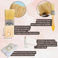 Rodillo Pintura Pared, Muebles-Techo con Rodillos de Espuma, Cinta de Carrocero, Brochas Pintura, Plástico Protector Cubeta- Kit de pintura para esmaltes, pinturas plásticas y decorativas - details 3