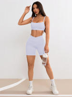 Shorts De Yoga Para Mujer Con Cintura Cruzada V 3.5 Shorts De Entrenamiento Fitness Deportivos Sin Bolsillos Regular Nylon Spandex - details 21