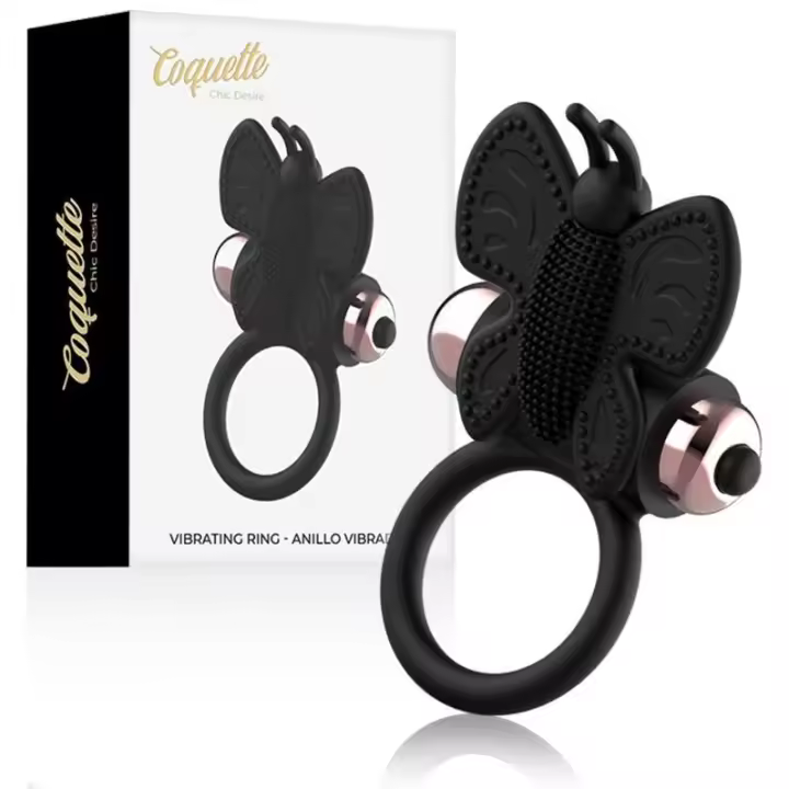Coquette Chic Desire - Cock Ring Butterfly Anillo Vibrador Negro / Gold - 1