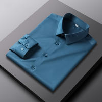 Camisa Larga Para Hombre Casual Y Moda Color Sólido No Hierro Y Resistente a Arrugas Top De Negocios Estilo Turn-down Collar - details 8