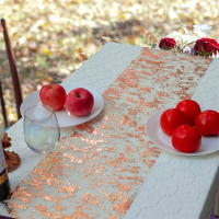 Mantelera Dorada Para Boda Y Fiestas Decoración De Mesa Con Malla De Oro Y Lentejuelas Plateadas Roll Thinn Thin Para Mesa De Comedor - details 4