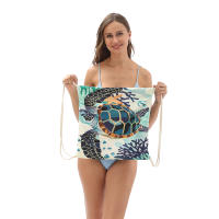 Toalla de playa de secado rápido que absorbe el agua, toalla de baño, bolsa de playa con cordón impreso integrado, mochila de playa portátil - details 3